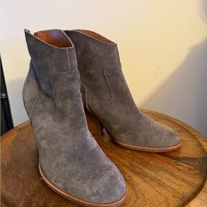 Kork-Ease Gray Suede Ankle Boots